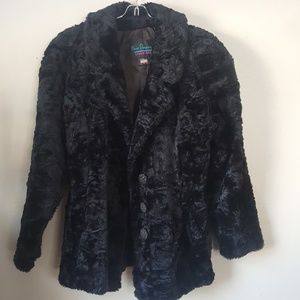 Black faux fur coat